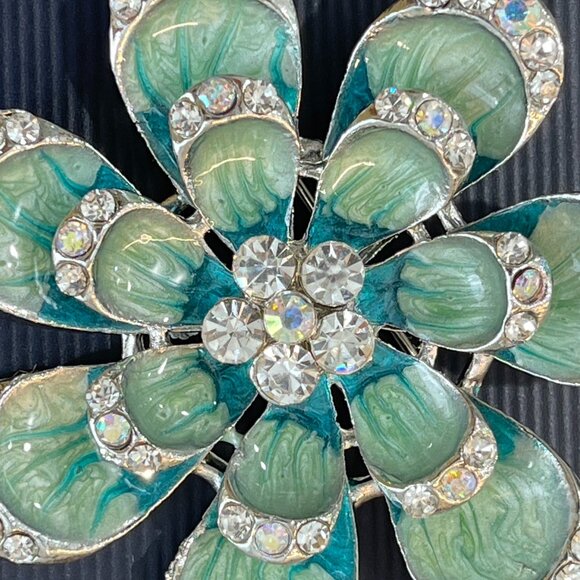 Pretty Mod Large Blue Crystal Peacock Fashion Brooch - Picture 3 of 16